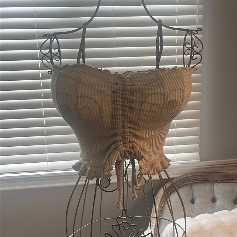Women’s tan ruffled crop top